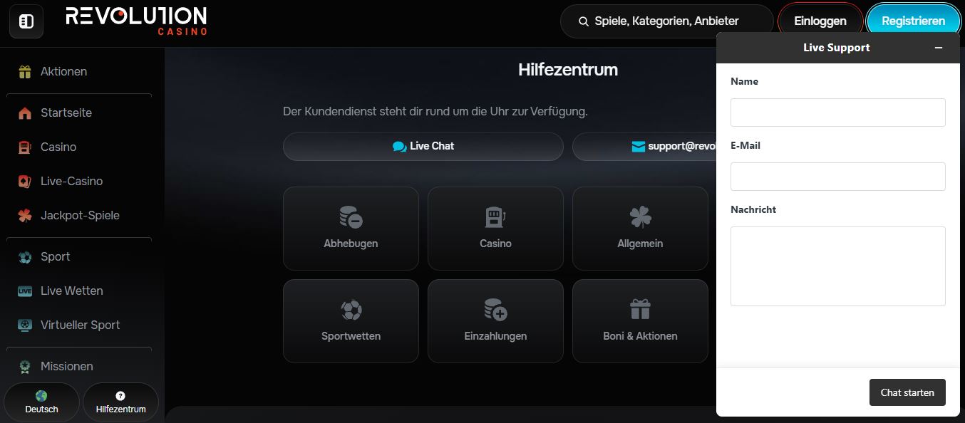 Kontaktiere den Live-Support rund um die Uhr im Hilfezentrum